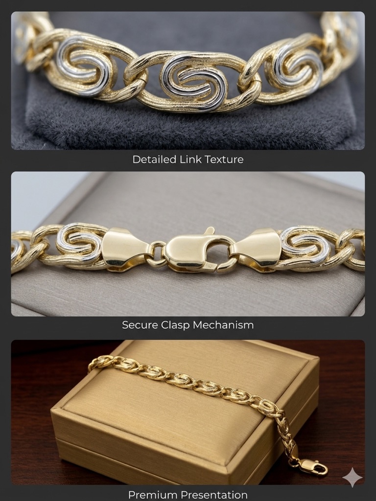 14k GoldTone Link Bracelet  Classic TwoTone Design